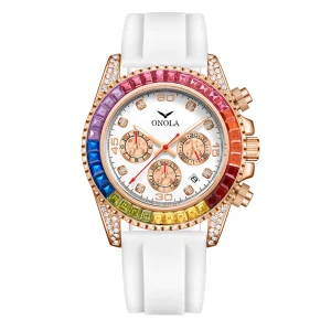 ONOLA 6842 TOP Business Gold Quartz Watch Men's Colored Diamondcart Waterproof Multifunctional Atmospheric Luxury Watch Reloj Hombre